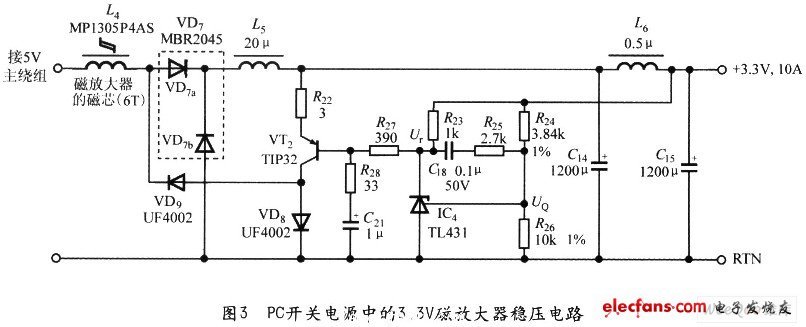 3.3V磁放大器稳压电路